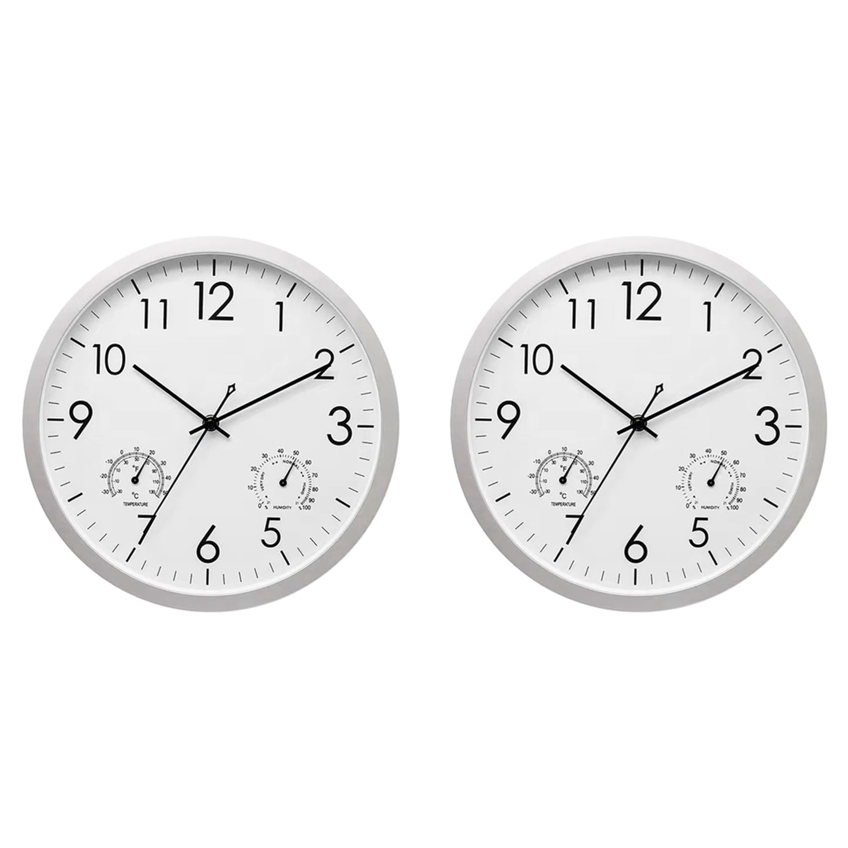 Hndhbfgrt 2X Decorative Round Outdoor Clock with Thermometer and Hygrometer Large Wall Clock Elegant Retro Silent Clock