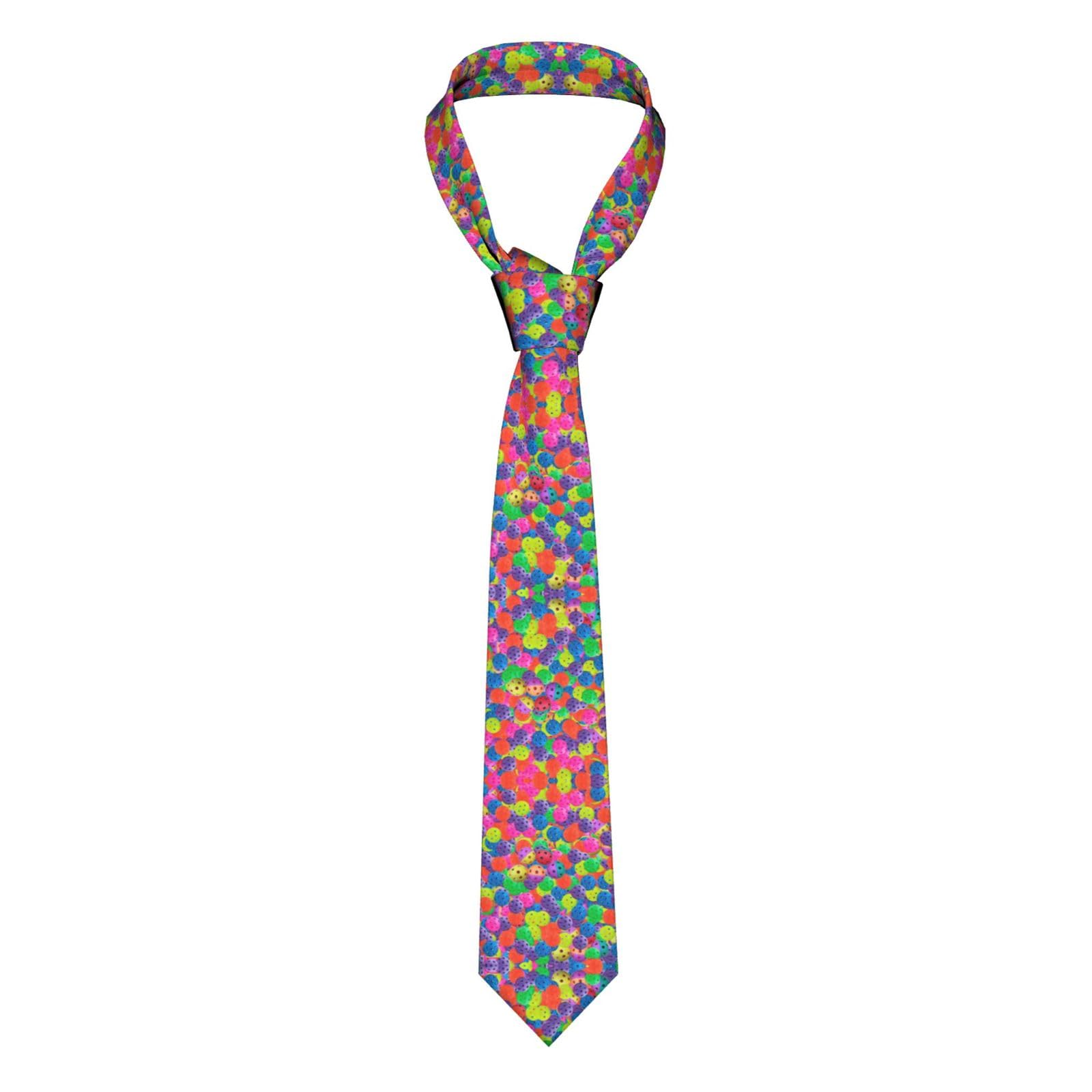 Faduni Unisex Pickleball Balls Colors Pattern Men Ties Silk Neck Tie For Men Wedding Business Formal Neckties
