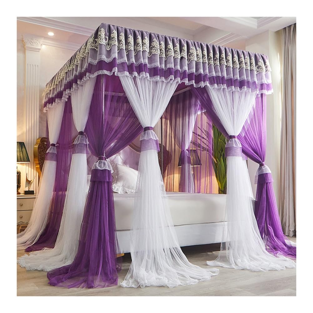 Moustiquaire lit double violette style palais européen rideau haut de gamme
