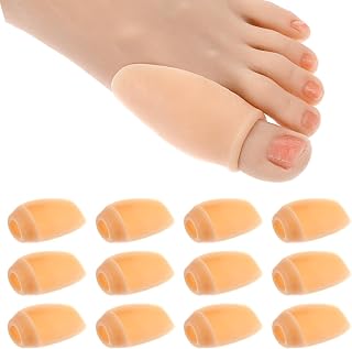 Dimeho 12 piezas de protector de cojín para juanetes, almohadillas correctoras de juanetes con separador, protectores de juanetes transparentes, alivio para callos de pulgar y callos de juanete (color