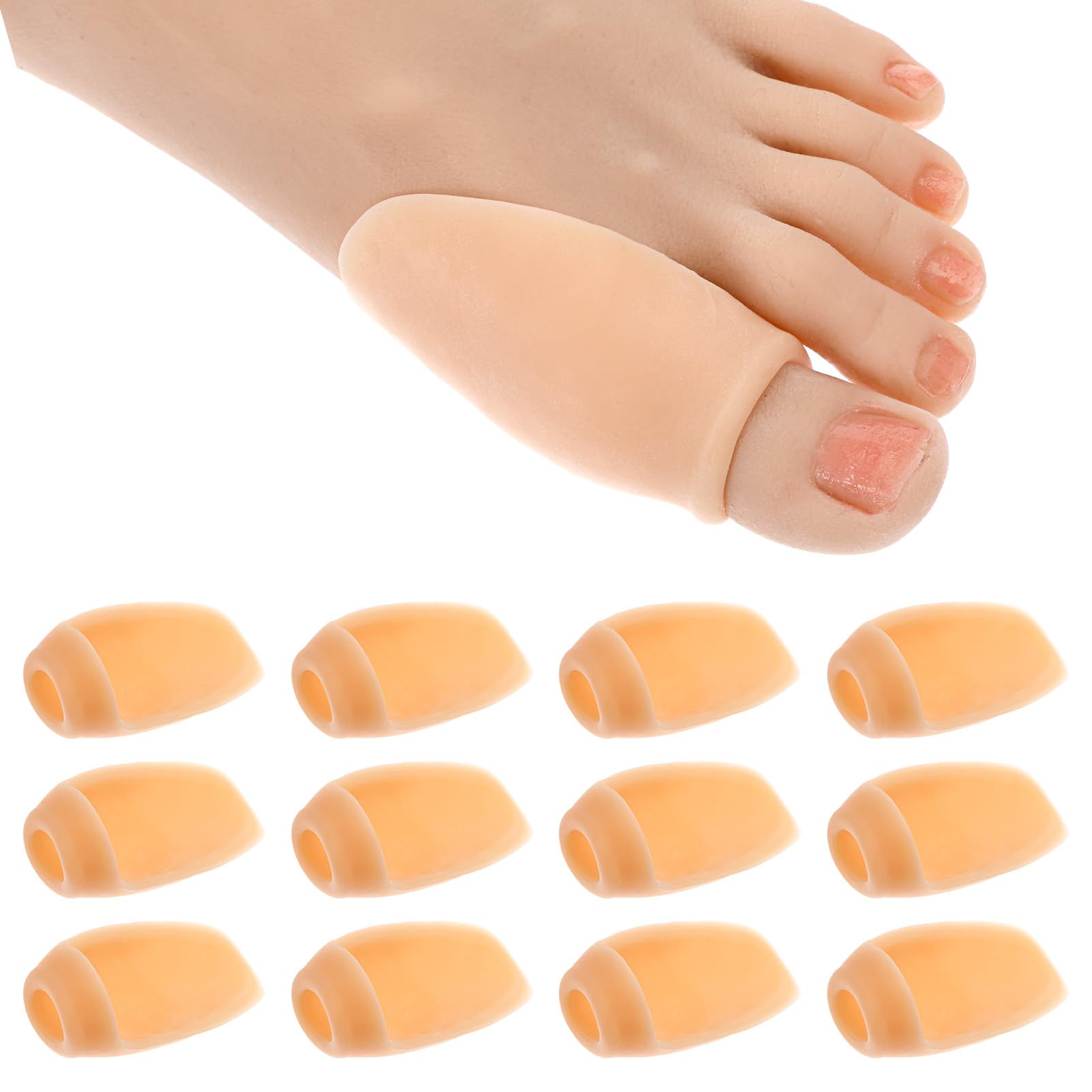 Dimeho Ballenzeh-Kissen, Korrektur-Pads mit Trennschutz, transparent, zur Linderung von großen Zehen, Schwielen, Ballenzehen, Hühneraugen, Hautfarbe, 12 Stück