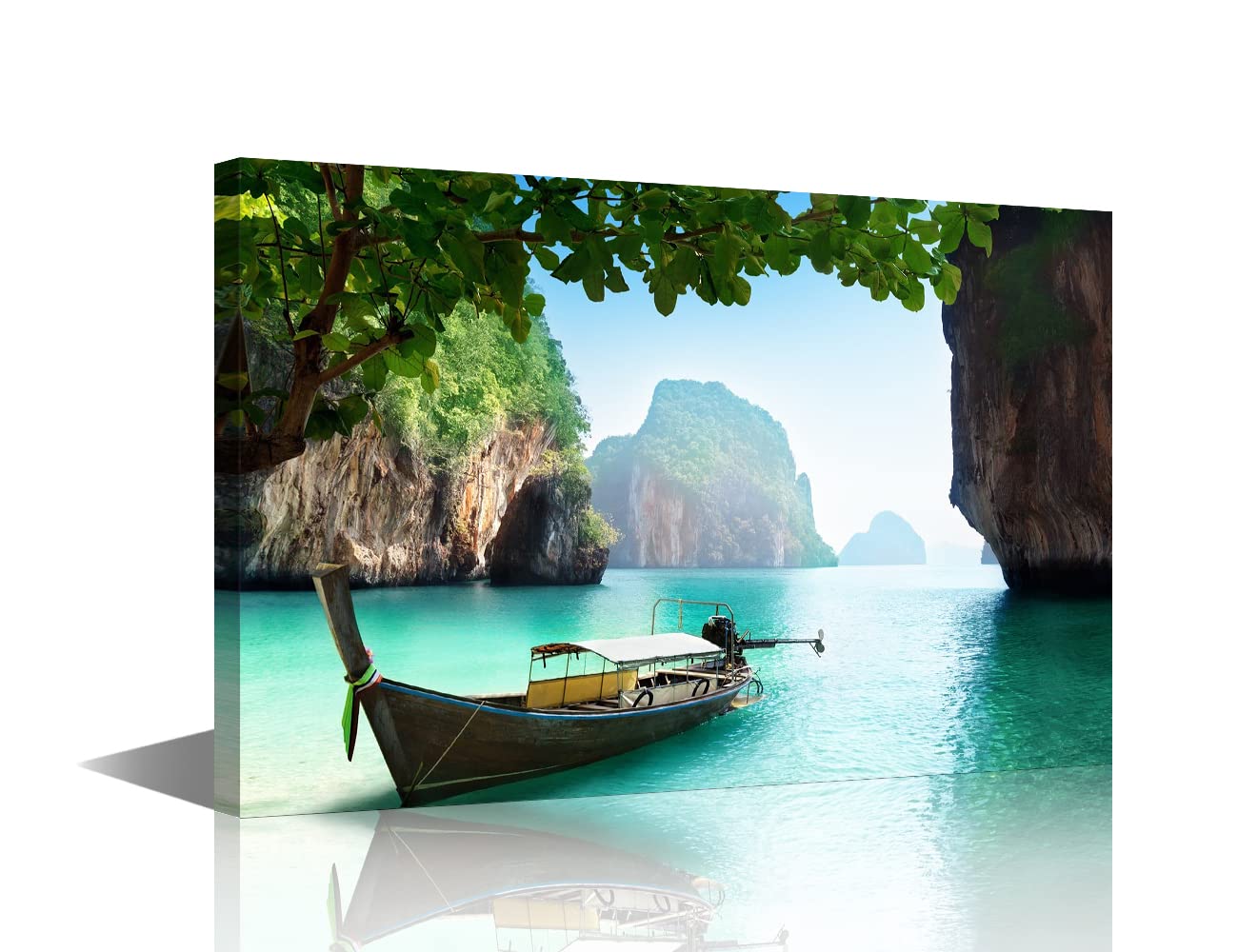Canvas Prints Wall Art Beach Sunset Ocean Waves Seagulls Nature Pictures Stretched Canvas Wooden Framed for living Room Bedroom and Office 16x24inch — view 29