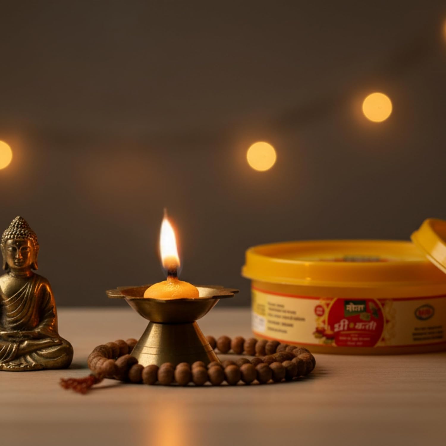 TOTA Pure Cow Ghee Diya Cotton Wick for Puja -50 Ghee Batti | Wax Free Desi Ghee Diya Wick – Pack of 1