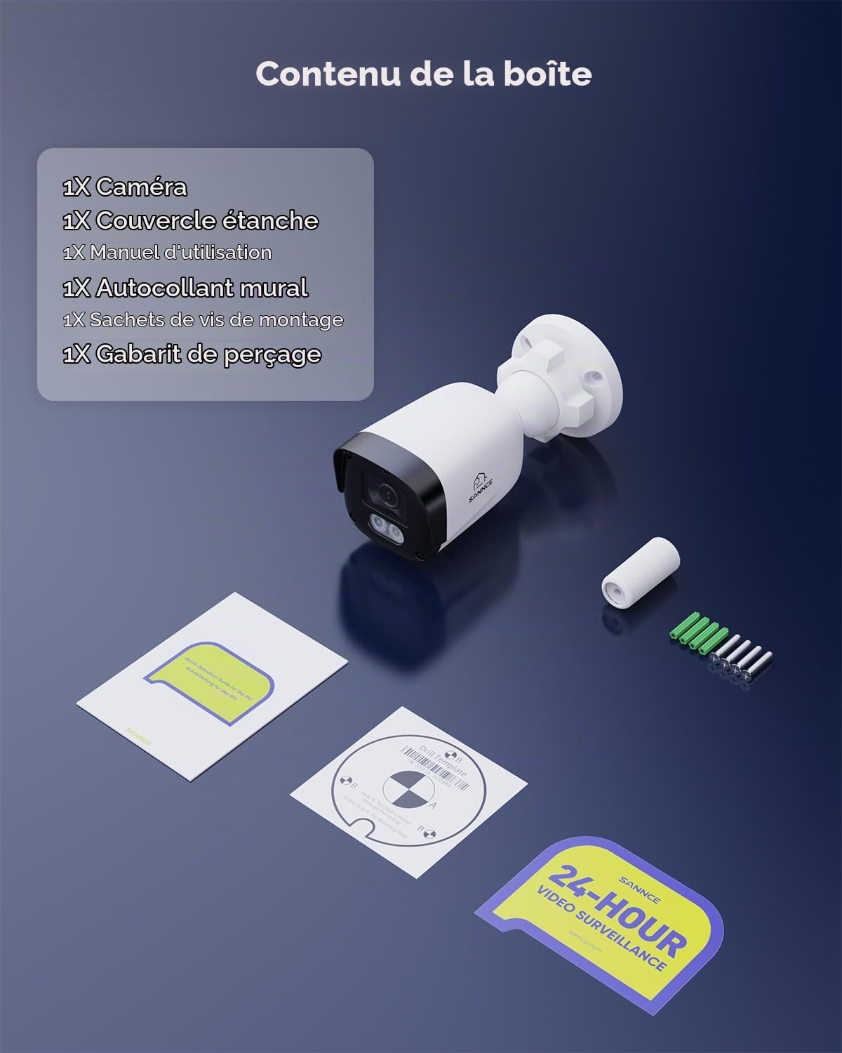 SANNCE Caméra de Sécurité POE 5MP CCTV avec Détection des Humains/Véhicules, Audio Bidirectionnel, Enregistrement de Surveillance Extérieure 24/7, Détection Intelligente de Mouvement AI 2.0