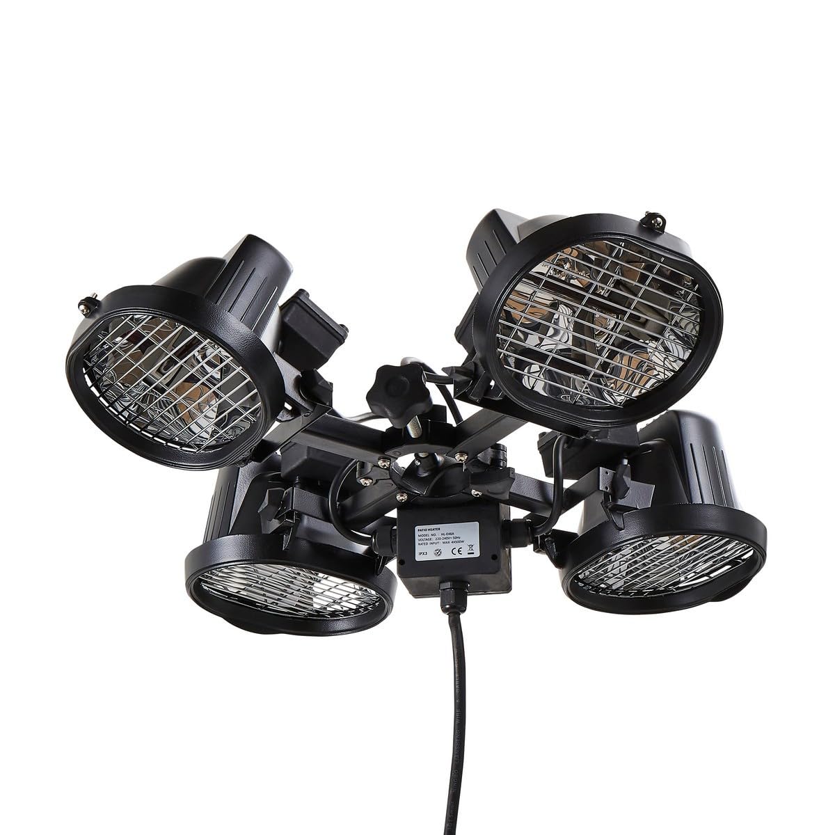 Forum Lighting Solutions 1800W Patio Parasol Heater with 4x 450W Directable Heater Lamps: Aluminium Die Casting Lamp Case IPX3 with 1.4m Pre Wired Cable