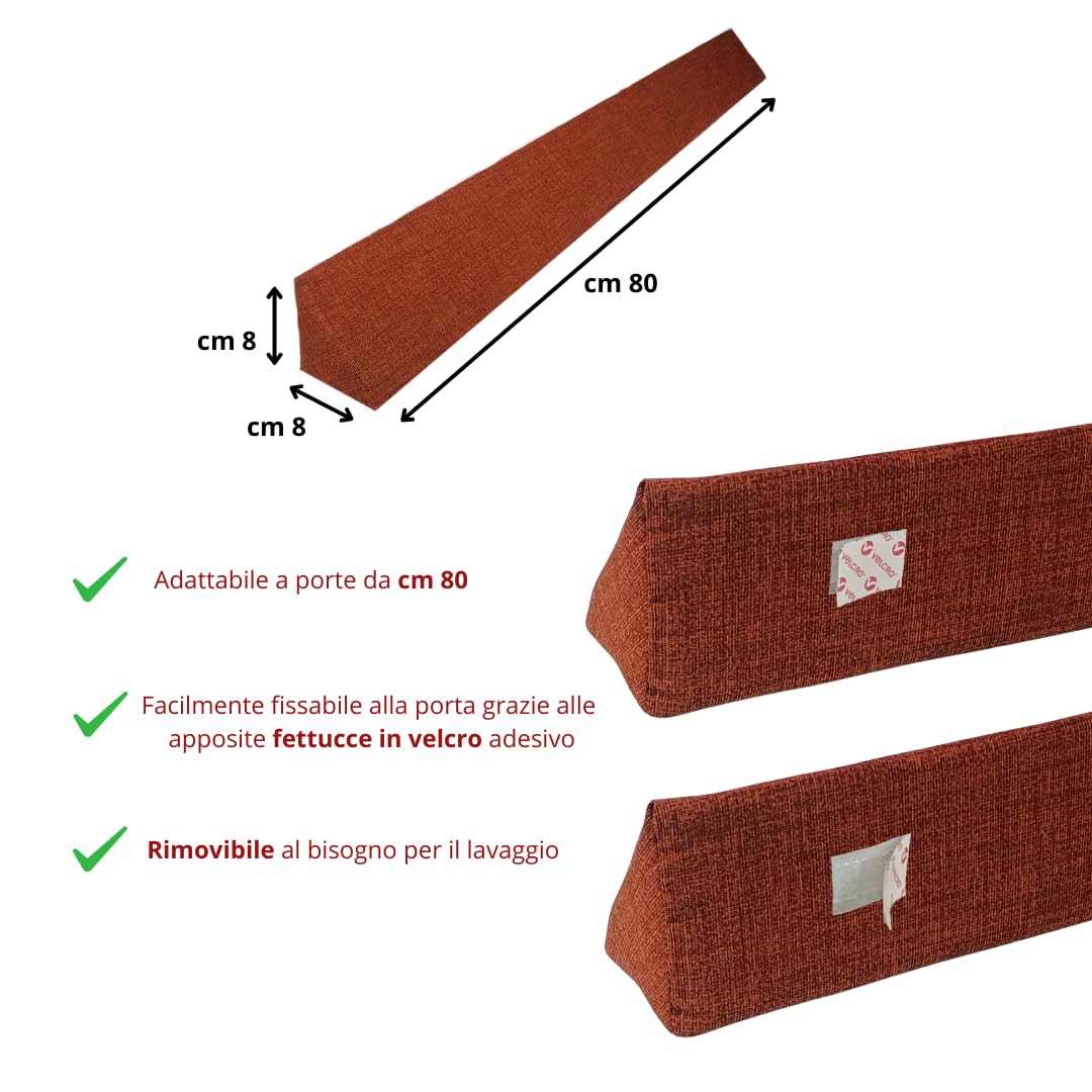 Paraspifferi Idelio Triangolare - Isolante Per Porte, Fissaggio Con Fettucce, Made In Italy