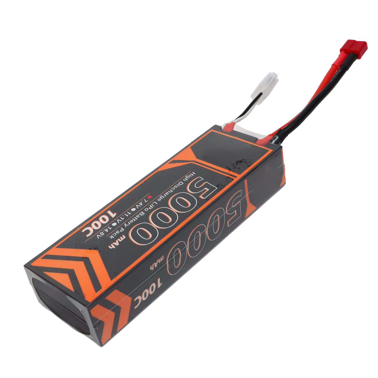 Kikumi Batteria Lipo Rigida 7.4V 5000mAh 2S 100C RC Lipo Batteria con Spina Rossa a Forma di T per Modello RC
