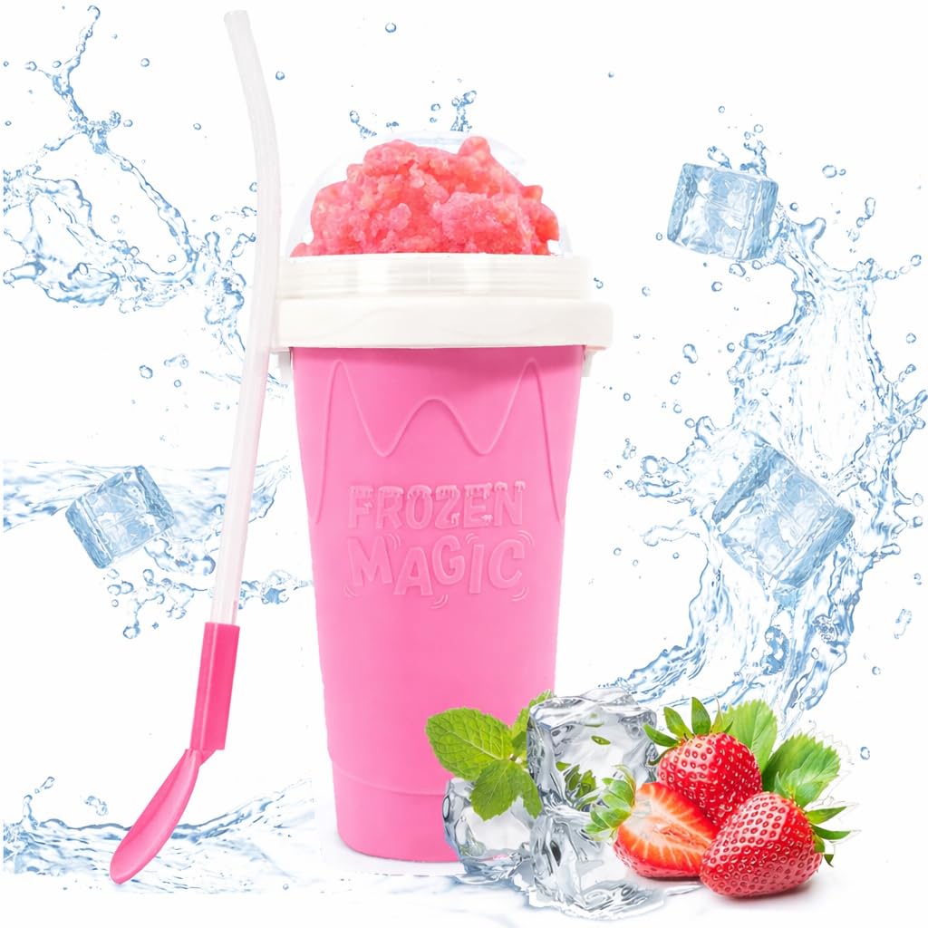 Slushy Maker Cup Portable and Double Layer Ice Cream Maker Slushie Magic Cup for DIY Drinks Milk Shake