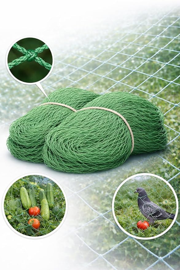 Image of 12 Ply Plant Netting 50 mm Mesh - Heavy Duty Garden Support Net, UV Resistant Trellis Net for Vegetables, Climbing Plants & Creepers (Green, 20X250FT)