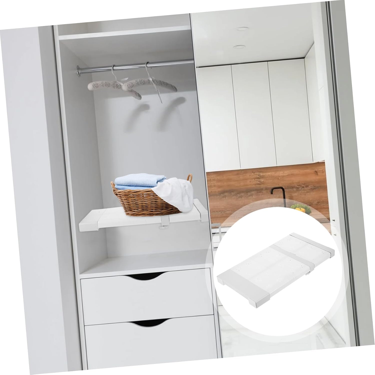 Adjustable Expandable Closet Tension Shelf Rack for Wardrobe Storage Easy Installation Organizer Divider for Narrow Spaces Versatile Use Cabinets and Bookshelves