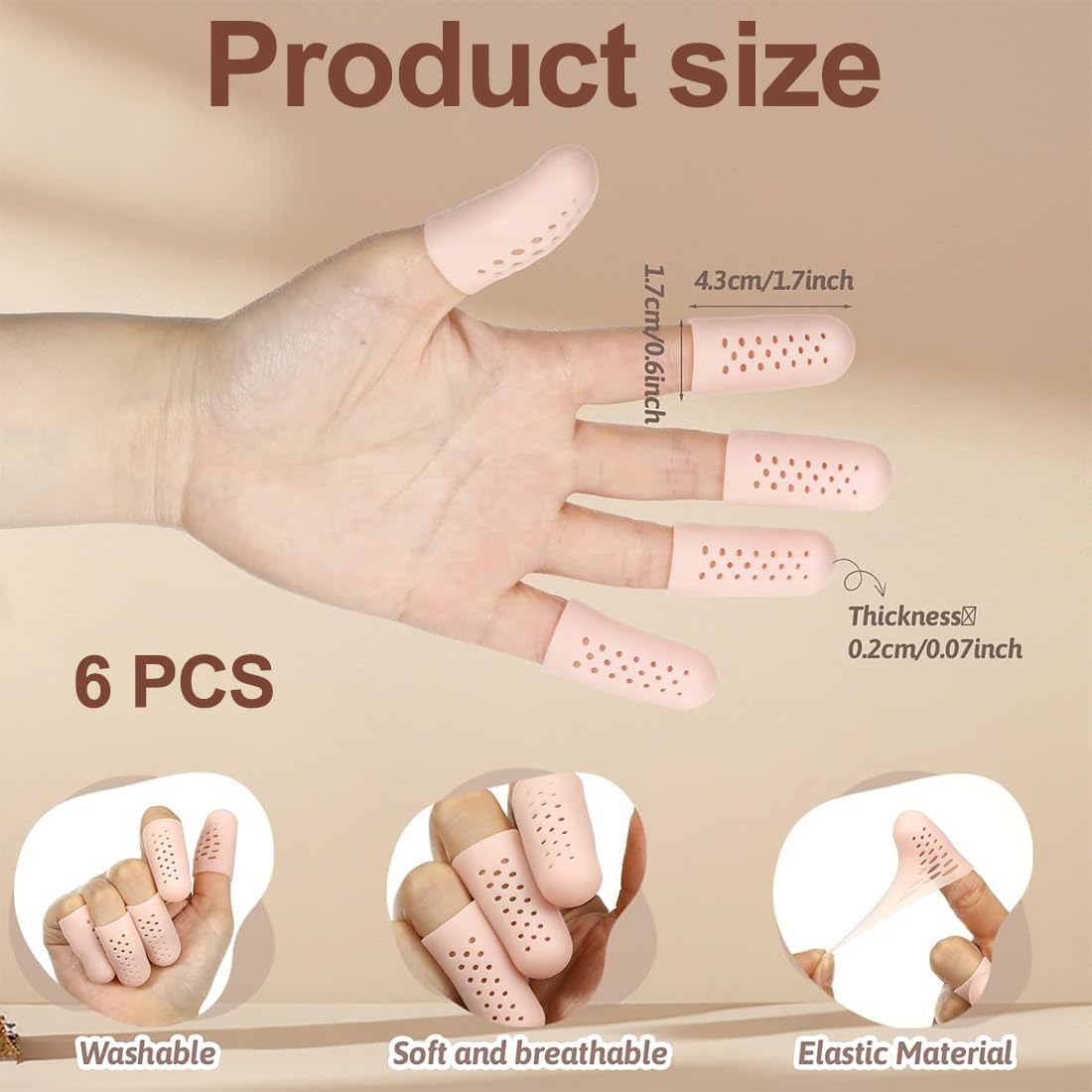 Lot de 12 Protège-Doigts en Gel de Silicone,Protection du Pouce,Protection du Bout des Doigts Après Blessure,pour Déclencher les Doigts, Fissuration des Doigts(Couleur de Peau)