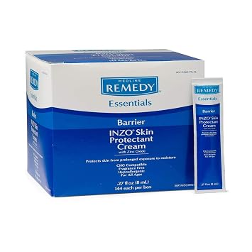 Medline Remedy Essentials INZO Skin Barrier Protectant Cream, with Zinc Oxide, 8 mL Packet Pack of 144