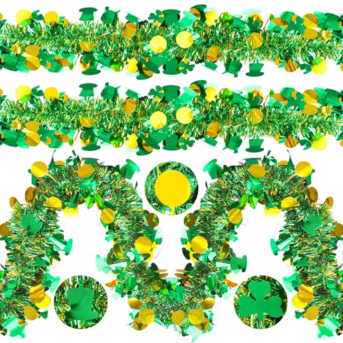 Catálogo para Comprar On-line Guirnaldas y oropeles Top 5. 41 Guirnalda de oropel para el día de San Patricio de 50 pies, color verde dorado, trébol metálico, decoración colgante metálica para el día de San Patricio, fiesta irlandesa...