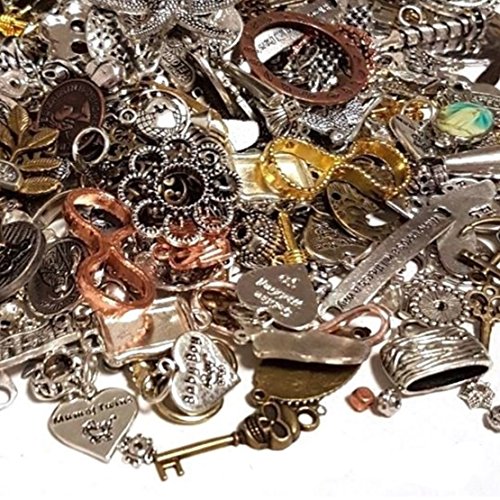 Vintage Pendant Mix, 100g Metal Beads and Connectors for Necklaces Charm Mix, Colourful, Silver, Gold - Image 2