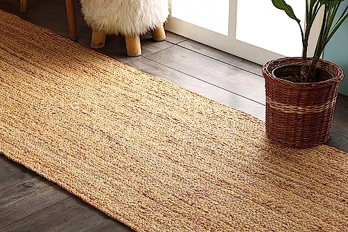 MY-RUG Großer Jute Läufer Teppich Nitin 200 x 80 cm - Rechteckig, handgewebt, Natur, robust und handgemacht, Juteteppich Eingangsbereich im Boho Style - 2
