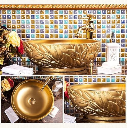 Ceramiczna umywalka nablatowa, okrągła umywalka nablatowa do eleganckiej dekoracji hotelu i domu