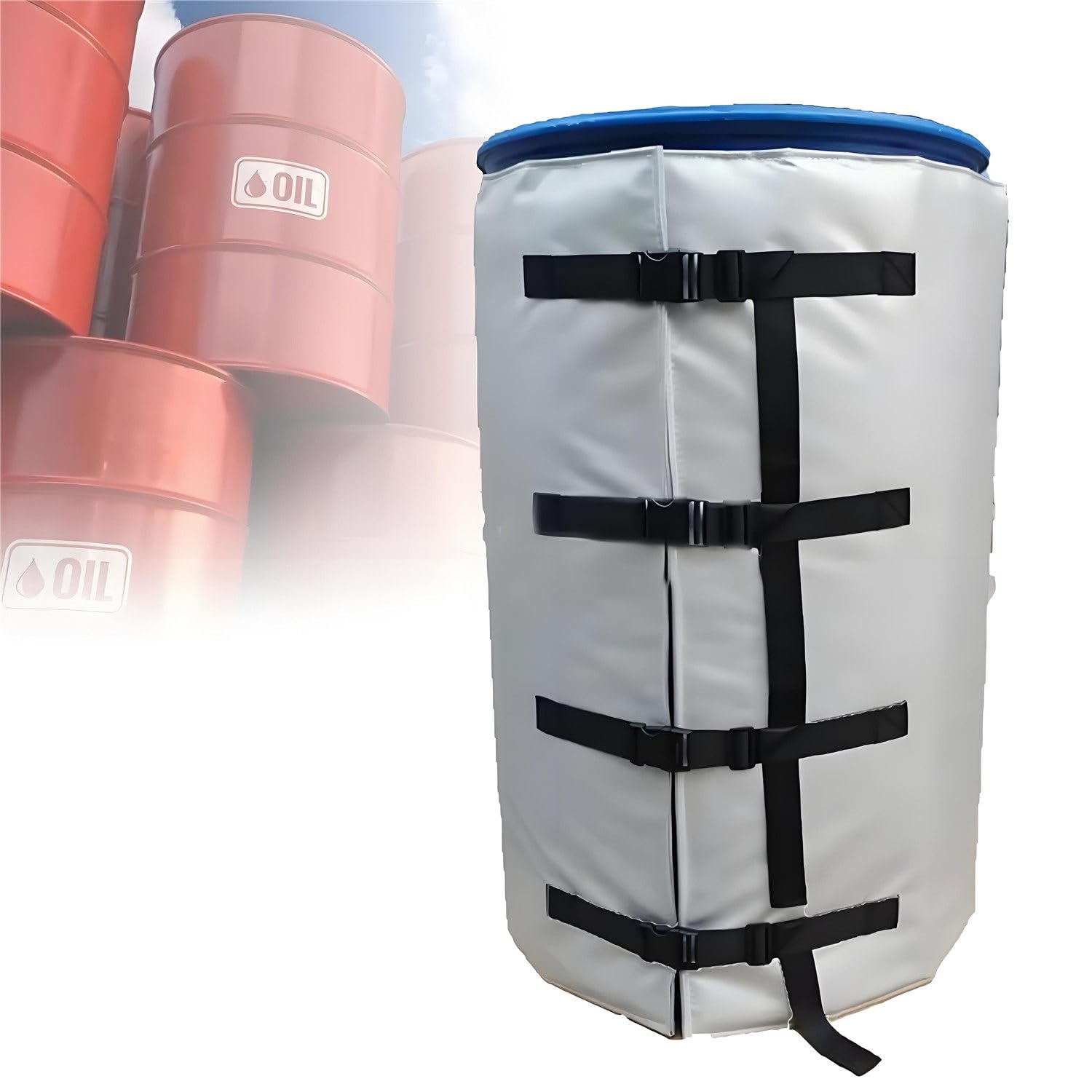 MRVAKDYDI Oil Barrel Heating Blanket, Drum Heating Blanket for 200L/1000L Oil Barrel Waterproof Insulation 120℃/150℃ Multicolor(Grey,120℃200L)