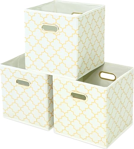 Contenedores de almacenamiento de tela (11 x 11 x 11 pulgadas) con asas dobles para armario, guardería, hogar, organizadores de dormitorio, juego de