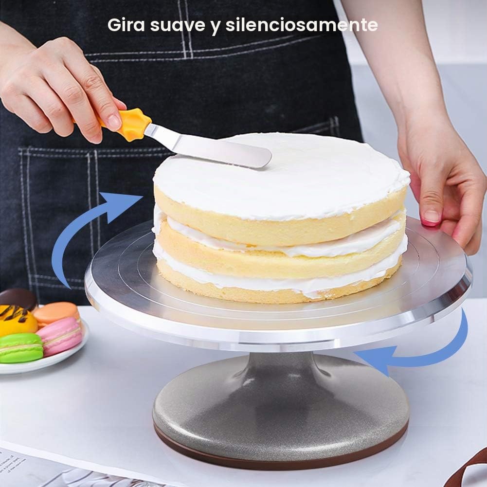 Wakects giratorio para tarta giratorio plano giratorio, giratorio para tarta de aluminio 12 pulgadas, soporte para tocadiscos para tartas, apto para cupcakes y pasteles