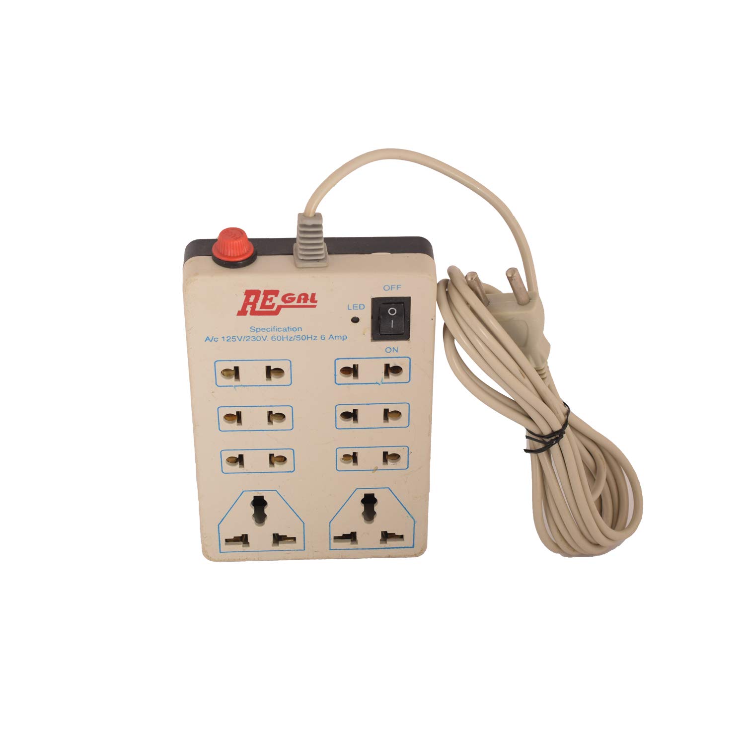8+1 Multicolour Extension Cord with 3 Meter Wire, Fuse and Spark Suppressor (2 Pin and 3 Pin)-image-7