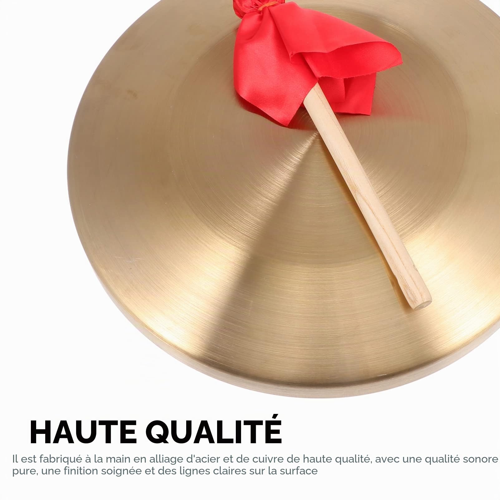 Generic Gong avec Maillet 32 Cm Tam Tam Gong Traditionnel Chinois Percussion Instrument Cuivre Décoratif Chau Gong pour La Maison Bureau