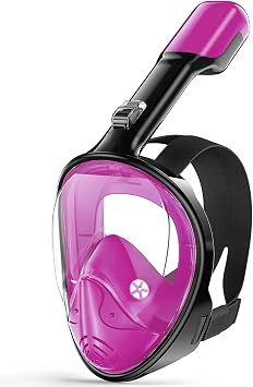 Greatever Full Face Snorkel Mask, Snorkeling Gear for Adults with Latest Dry Top Breathing System and Detachable Camera Mount, Foldable Snorkel Mask Adult, Snorkels Anti-FogPurple