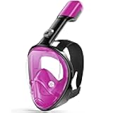 Greatever Full Face Snorkel Mask, Snorkeling Gear for Adults with Latest Dry Top Breathing System and Detachable Camera Mount, Foldable Snorkel Mask Adult, Snorkels Anti-Fog（Purple）