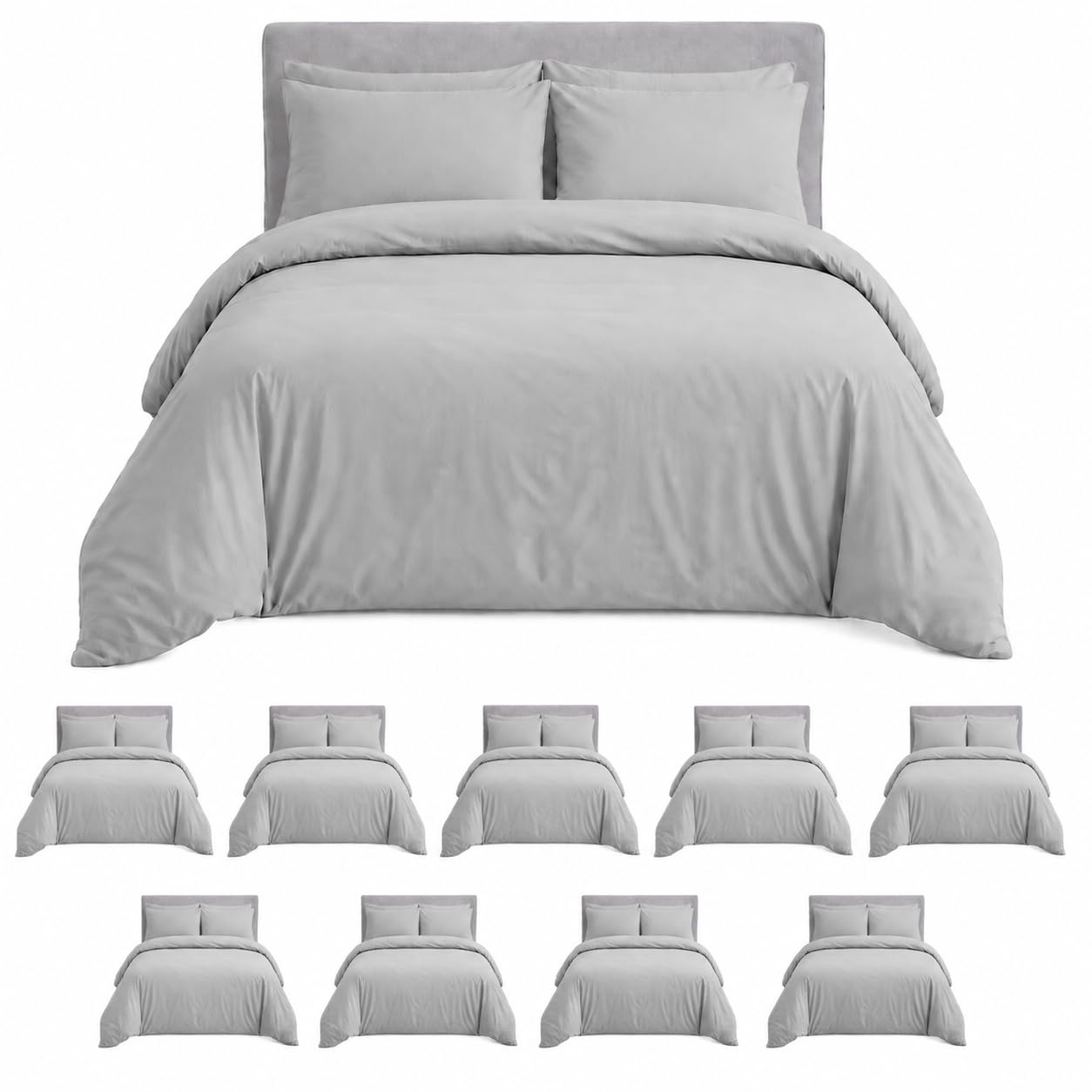 MOONLIGHT20015 King Size Duvet Cover Sets Pack of 10, Silver Bedding Sets