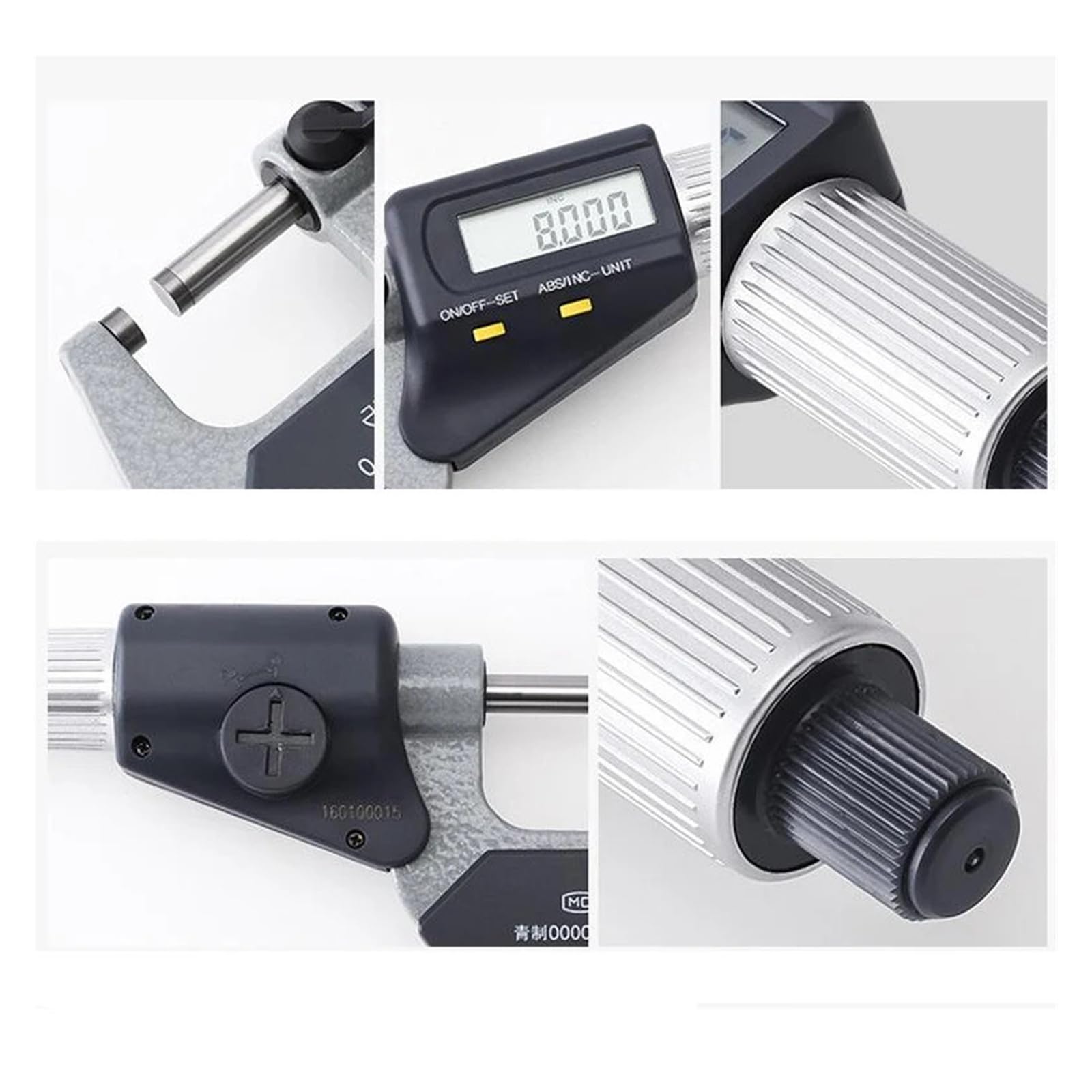 Micrómetro electrónico exterior Micrómetro digital 0,001 mm 100-125 mm 125-150 mm 150-175 mm 175-200 mm para mediciones repetibles(100-125mm)