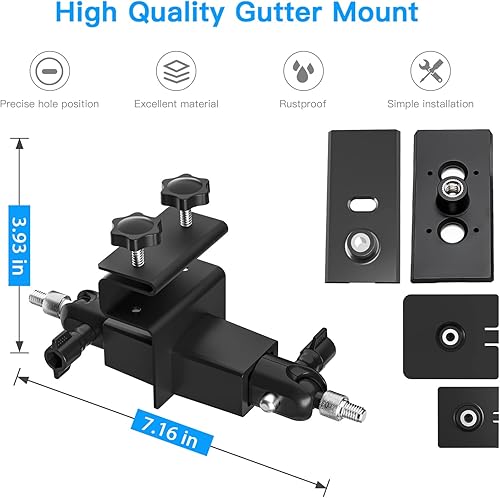 Miniatura 6 de HOLACA Soporte de canalón 2 en 1 resistente a la intemperie para Stick Up CamPro Panel Solar, Spotlight Cam Pro Batería y cámara al aire libre Plus