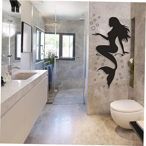 Miniatura 3 de Abaodam 6 calcomanías de pared de sirena bajo el mar, calcomanías de pared de sirena, arte de pared de sirena negra, calcomanías de princesa de