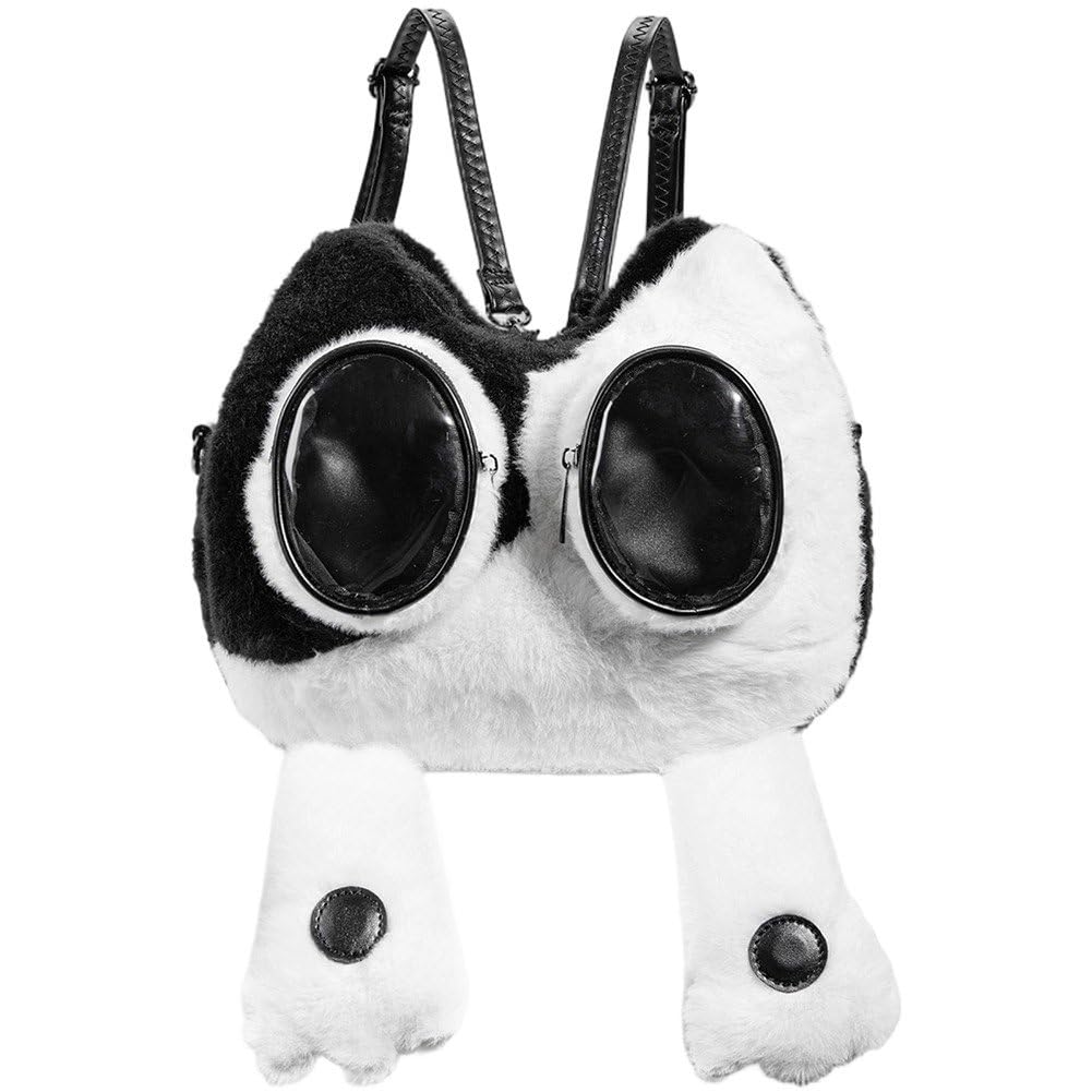 Panda Ita torba, mini pluszowy plecak z okienkiem ekspozycyjnym, puszysta torba na ramię kawaii, kreskówkowa torba szkolna, crossbody