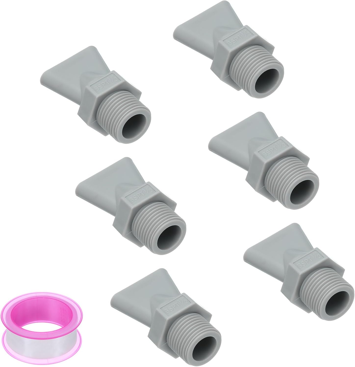 uxcell 6 Pcs BSPT1/2 Male Duckbill Wind Nozzle, Flat Air Nozzle Orifice Nozzle ABS Air Jet Nozzle with A PTFE Tape for Compressed Air Machine Accessories, Grey