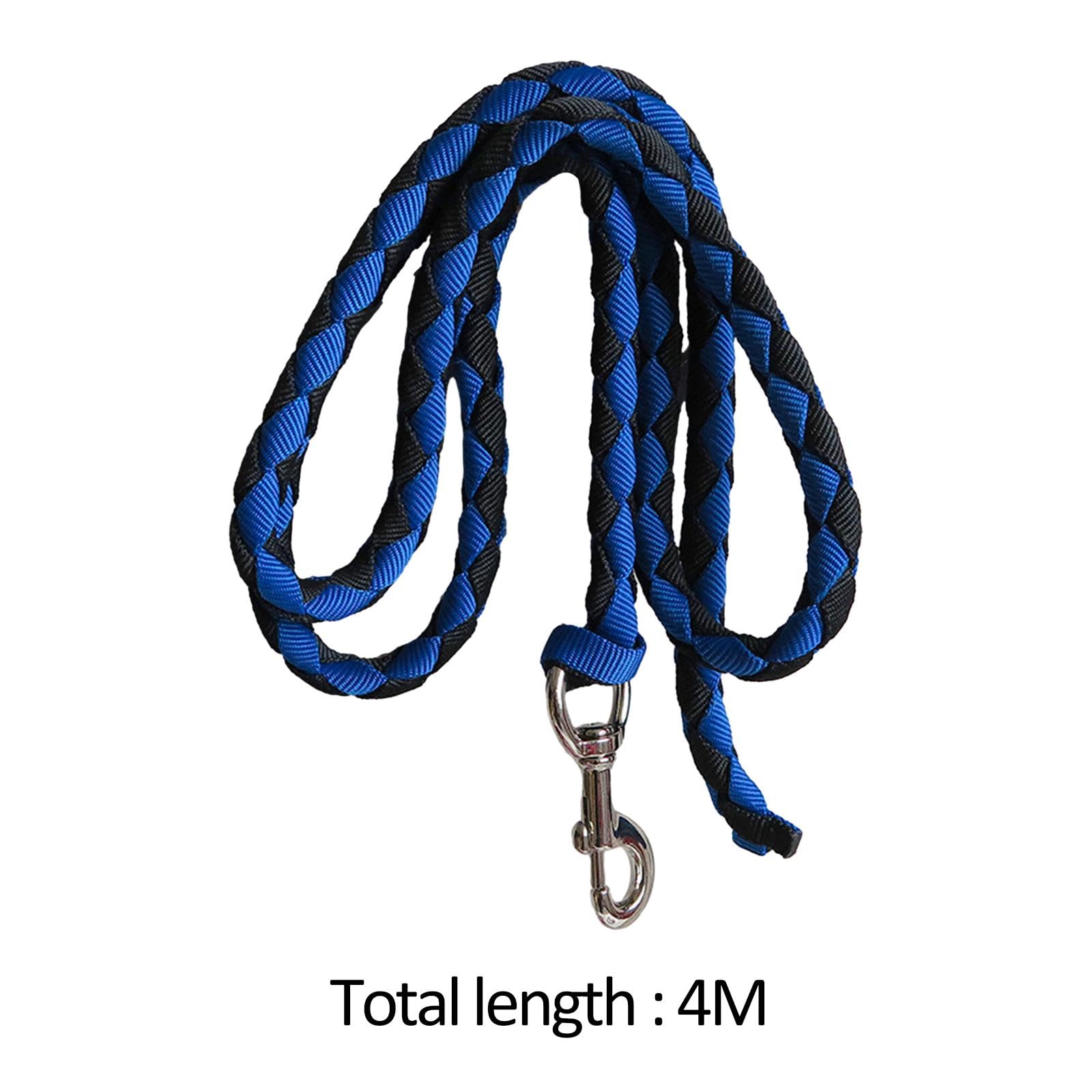 Cavallo Corda per Cavallo Fune di Conduzione Intrecciata con Gancio PP Robusta per Animali Adatta a Esercizi Equini Cura Animali Fattorie Ambienti INT, Blu 4 Metri