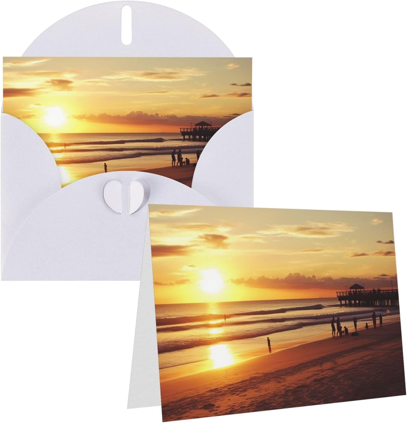 Blank Greetings Card 4'' X 6'' With Envelopes, Sunset Beach Thank You Cards Note Cards White All Occasion Cards For Christmas Holidays Birthday Graduation Anniversaries
