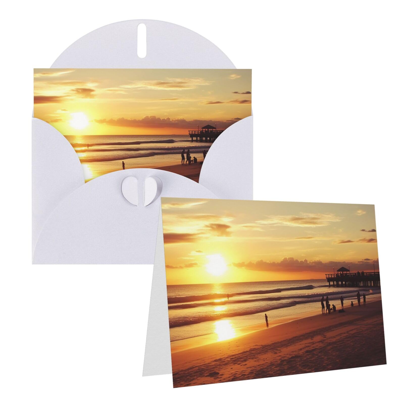Blank Greetings Card 4'' X 6'' With Envelopes, Sunset Beach Thank You Cards Note Cards White All Occasion Cards For Christmas Holidays Birthday Graduation Anniversaries