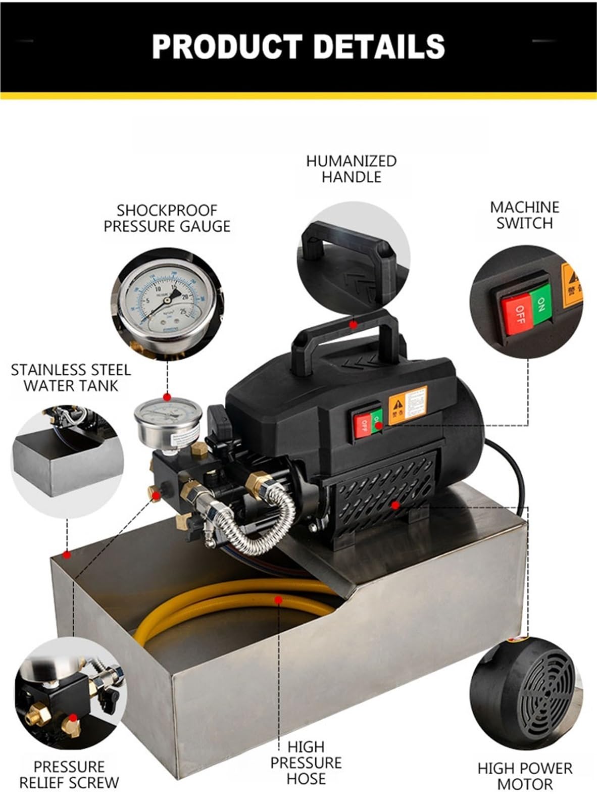 Bomba eléctrica de prueba presión, pequeña máquina portátil prensado tuberías agua PPR, bomba for calefacción por suelo radiante Instrumento de medición(B)