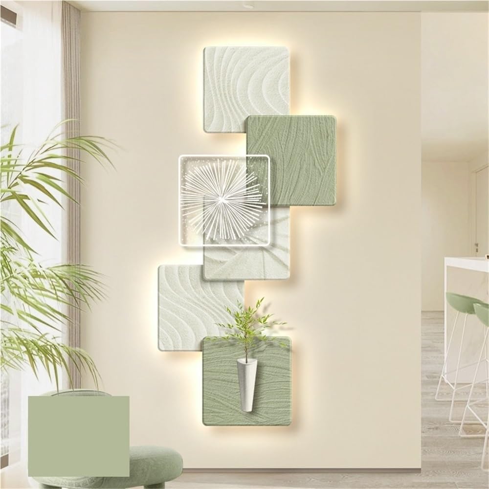 Cuadro Decorativo con diseño Cuadrado, Mural 3D Iluminado para Sala de Estar y Dormitorio, con Luces LED (Azul, 99 cm)