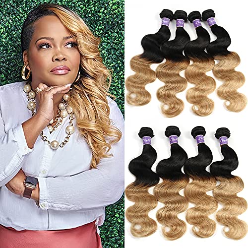 Kapelli Hair 10A Ombre Human Hair Body Wave Human Hair 4 Bundles (T1B/27,22 24 26 28) Ombre Brazilian Human Hair 100% Unprocessed Virgin Remy Hair Bundles 2 Tone Black to Blonde Human Hair Weave Kapelli Hair 10A Ombre Human Hair Body Wave Human Hair 4 Bundles (T1B/27,22" 24" 26" 28") Ombre Brazilian Human Hair 100% Unprocessed Virgin Remy Hair Bundles 2 Tone Black to Blonde Human Hair Weave