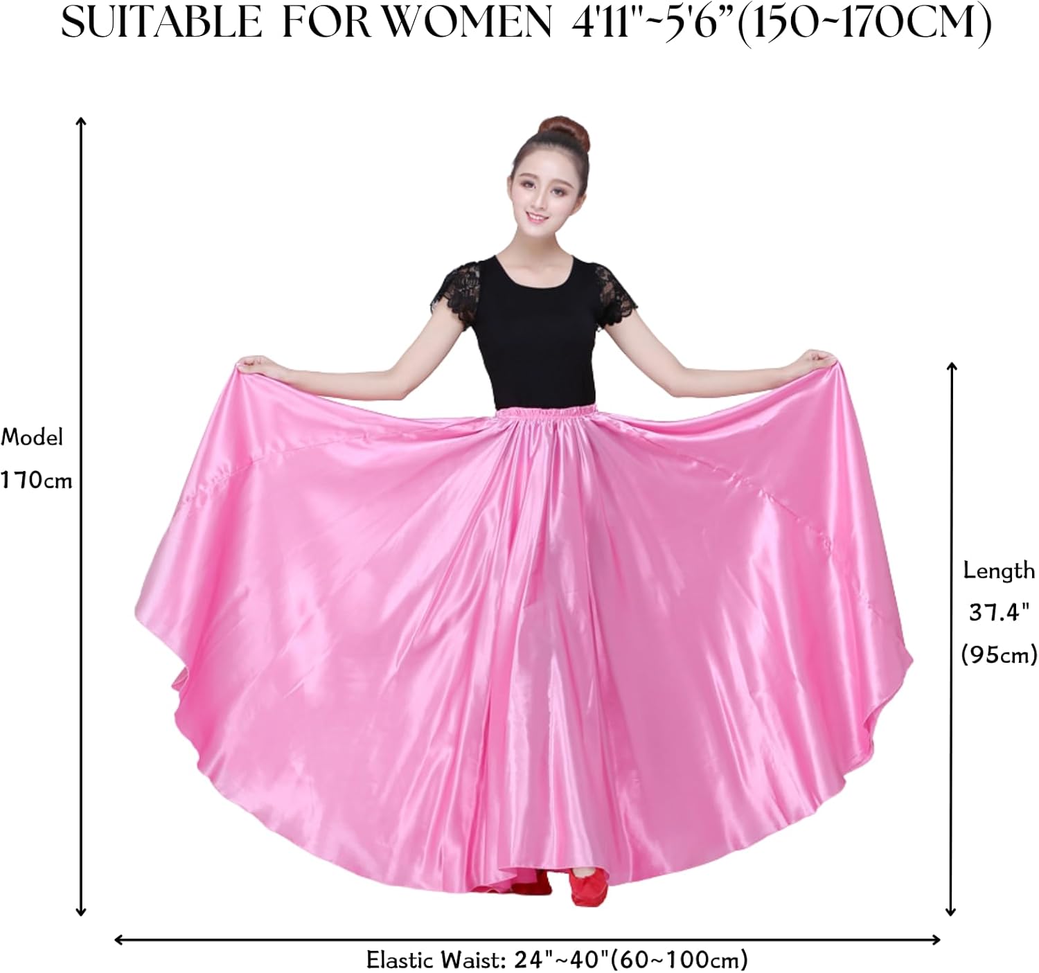 Dance Skirts for Women Satin Full Circle Ankle Length Swing Long Skirt Women Maxi Shiny Skirt for Party Costume Belly Dance - Image 2