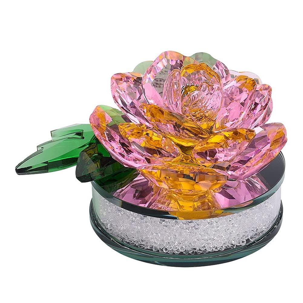 Salud y hogar Crystal Lotus Flowers Figurines Car Perfume Seat Crystal Lotus Craft Decoración del hogar (color: rosa)