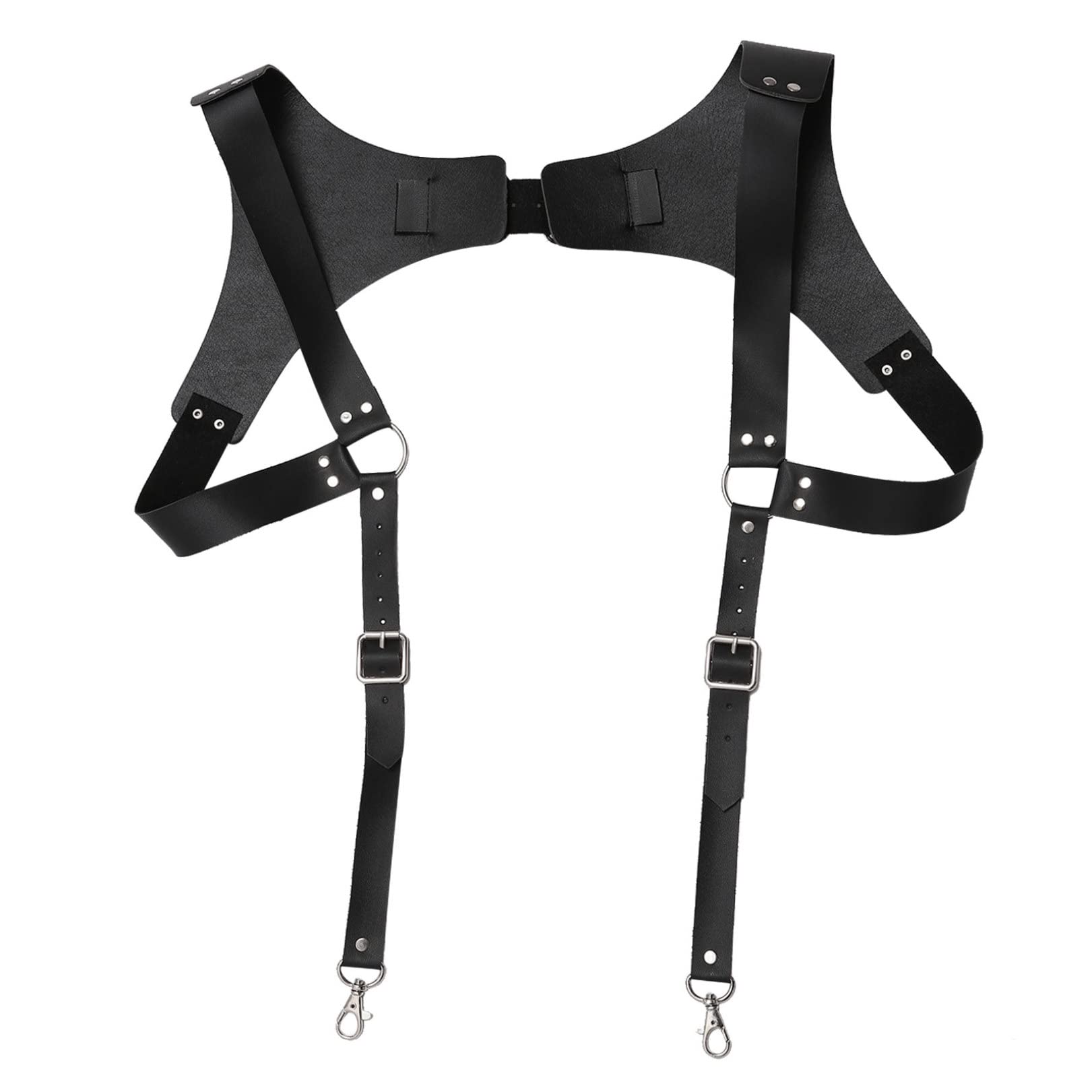 FEESHOW Vintage Medieval Leather Suspender H-Back Steampunk Suspenders with Adjustable Buckle for Men Party Cosplay Clubwear