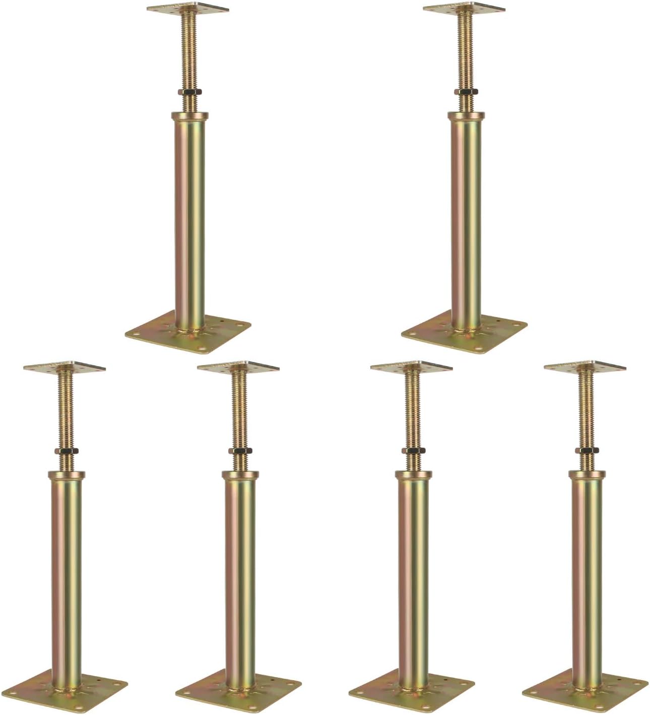 6 Pcs Adjustable Foundation House Floor Jacks Post for Leveling, 11" - 16" Height Range, Screw Jacks for Temporary Or Permanent Support, Heaty Duty Metal Galvanized, Load 6500-8850lbs(Each) (6 Jacks)