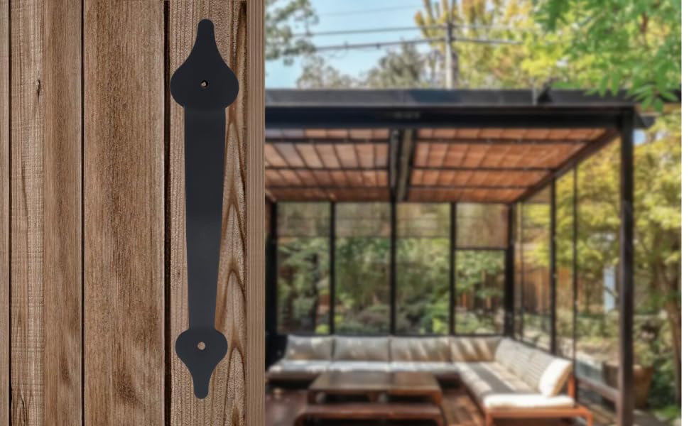 Image of 11 Inch Leaf Arc Barn Door Handle - Black Cast Iron Pull for Sliding Doors, Gates, Sheds, Fences, Closets - Indoor Outdoor Farmhouse Hardware