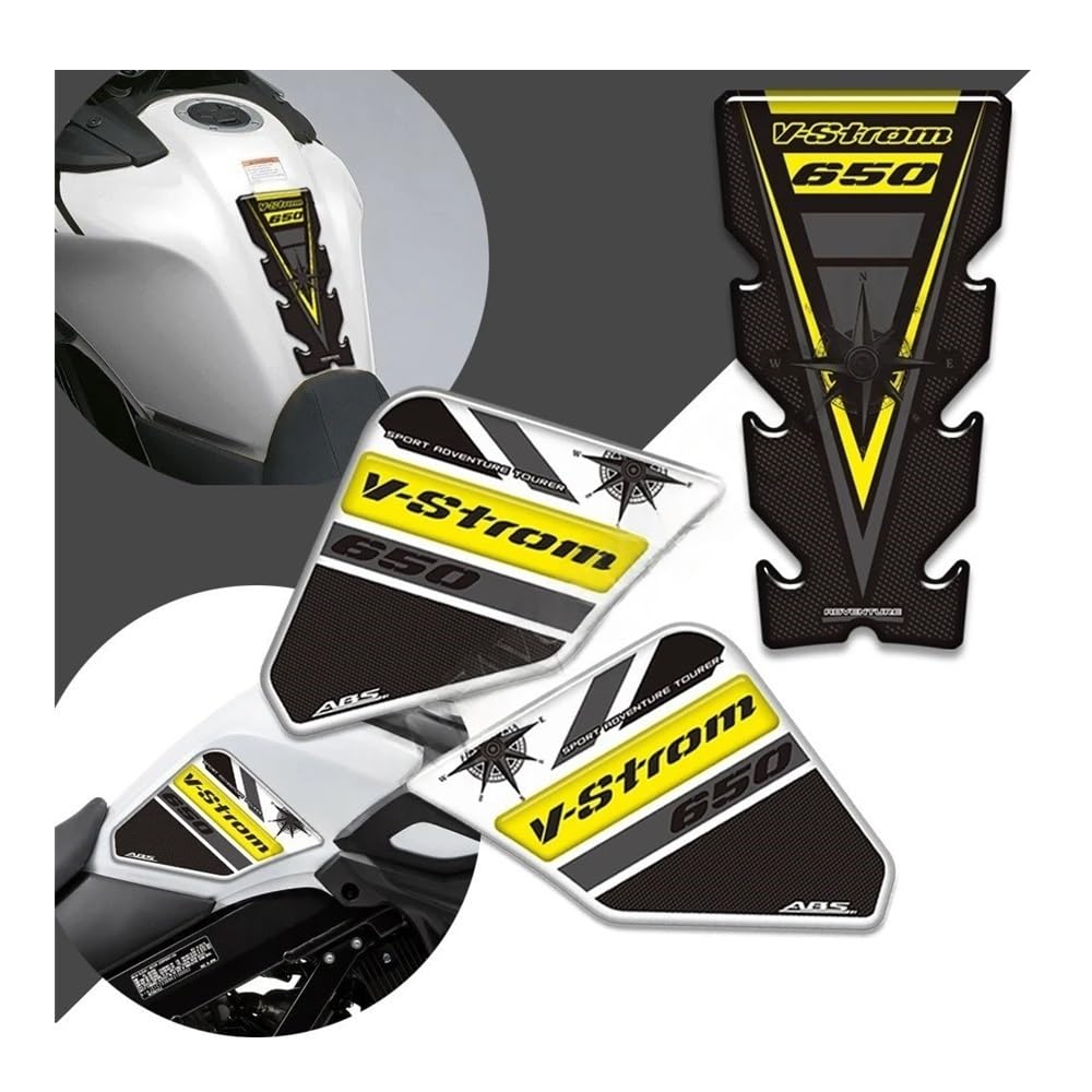 Motorrad Tankschutz Pad Für V-Strom Für DL 650 XT 650XT Für Adventure Tankpad Seiten-Tankpad Benzin-/Kraftstoff-/Öl-Kit Knie-Kratzschutz Dekorationsschutz