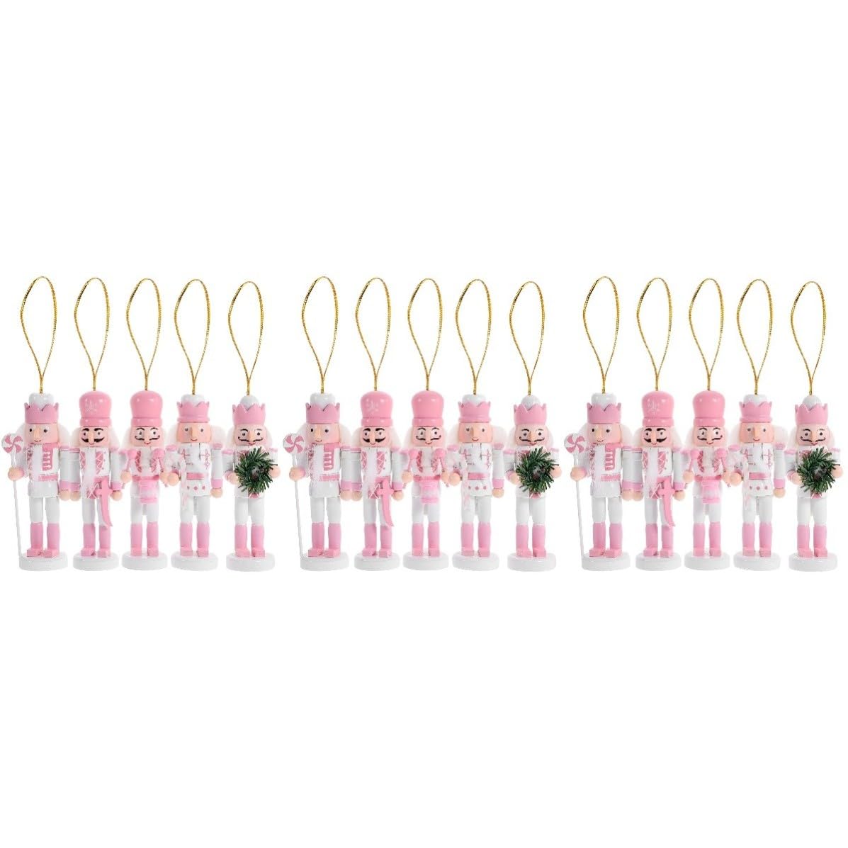 FRCOLOR 15 Piezas Cascanueces Navideño de Madera Colgante, Rosa