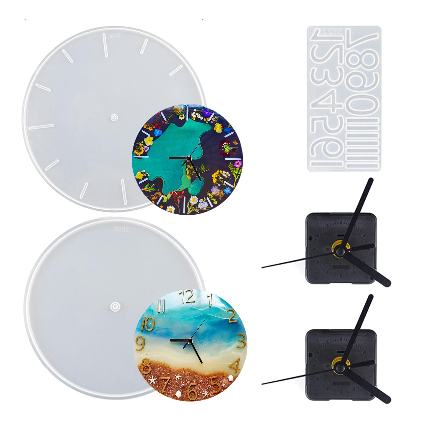 Resin Clock Mould 5Pcs Large Silicone Arabic Numerals DIY Clock Moulds for Epoxy Resin Mouldwith Movement for Wall Home Decor Moulds for Epoxy Silicone