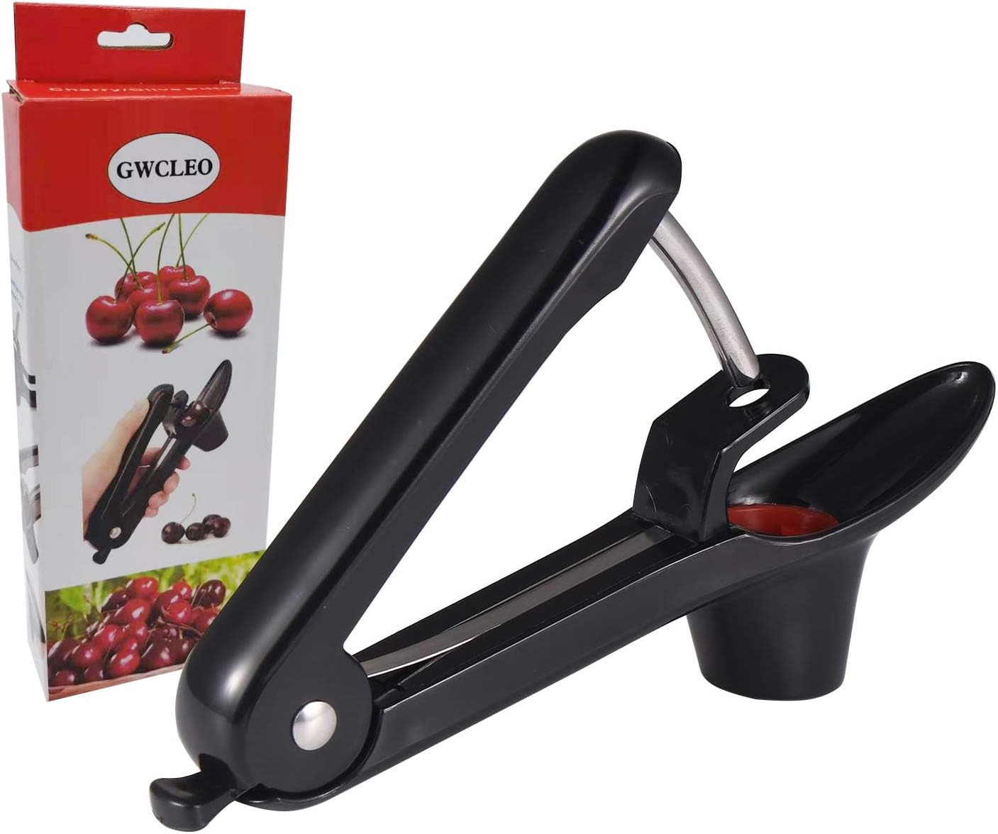 Cherry Pitter, Manual Olive Stoner with Stainless Steel Pitting Rod and Silicone Holder, Cherry Corer Perfect for Making Jam and Jelly(Black)