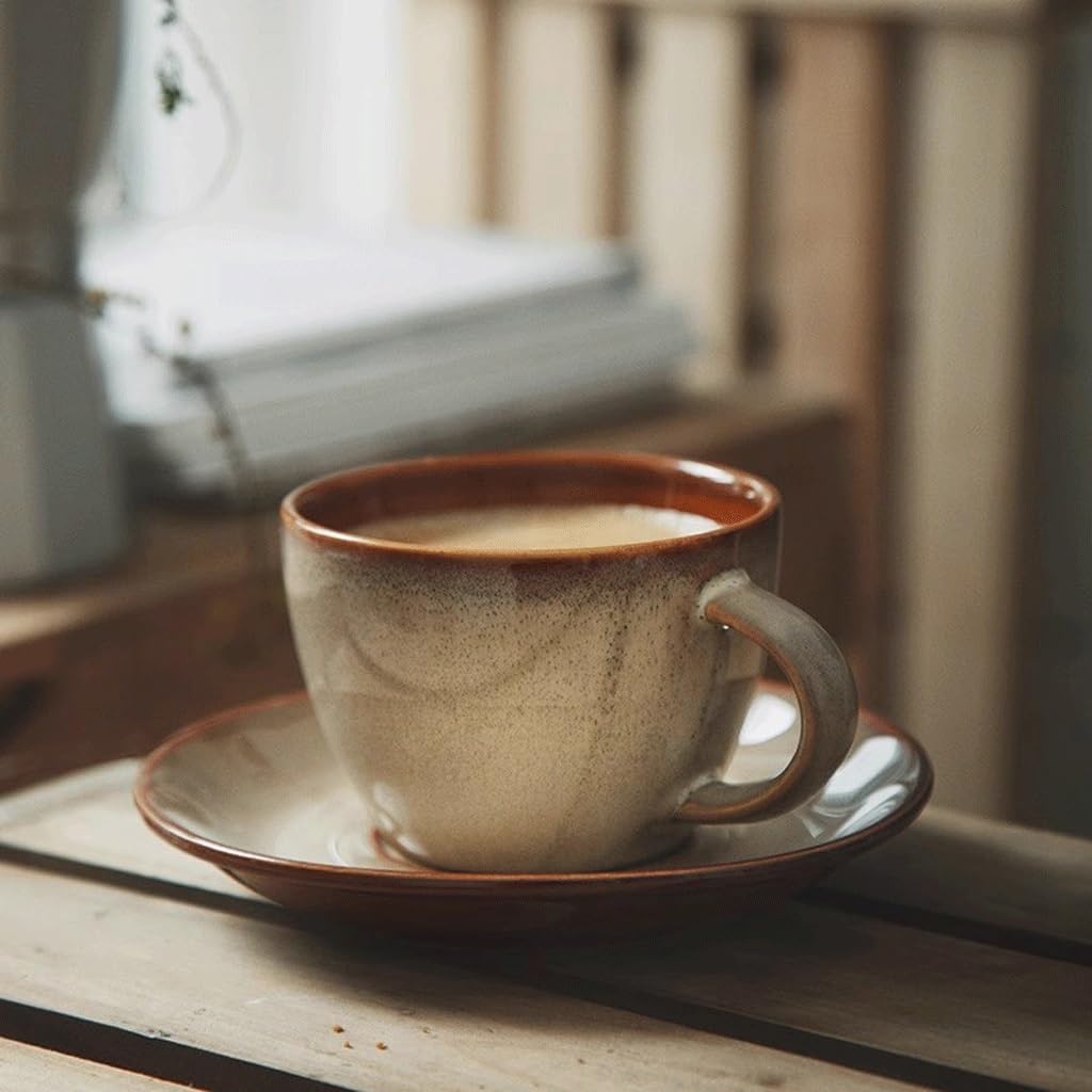 ENGENDER Tazas Cafe Taza De Café Esmaltada Al Horno, Juego Simple Té La Tarde Mug Cups(B)
