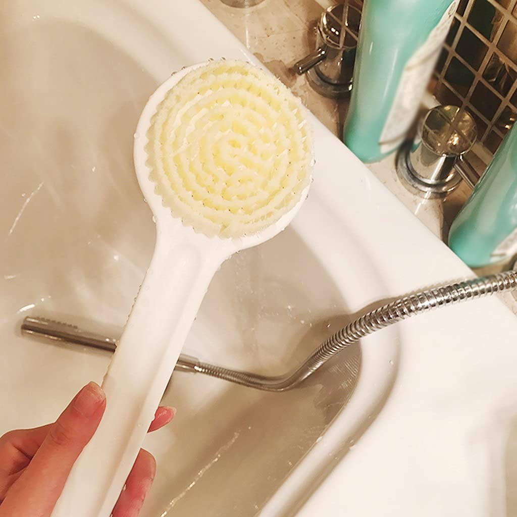 Cepillo para la Piel Cepillo de baño Blanco Simple, Cepillo para Frotar la Espalda con Mango Largo Antideslizante, Las Personas Mayores limpian Sus cuerpos con Facilidad